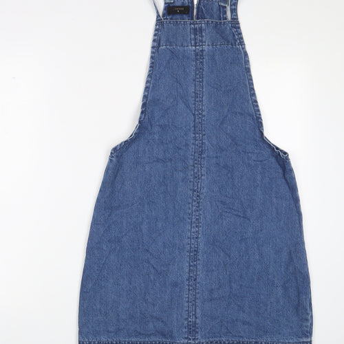 Matalan Womens Blue Cotton A-Line Size 10 Square Neck Zip