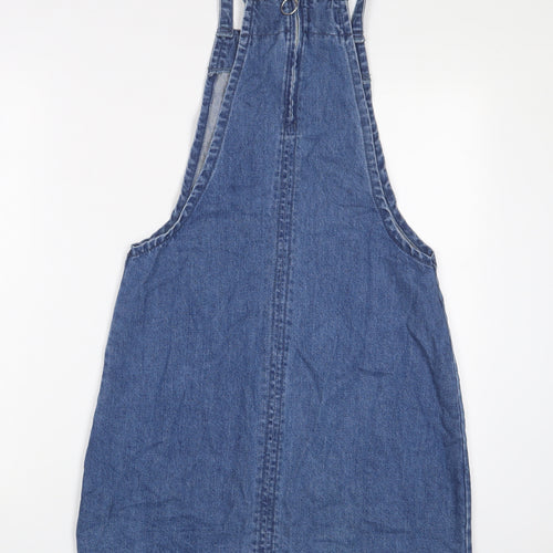 Matalan Womens Blue Cotton A-Line Size 10 Square Neck Zip