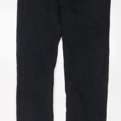 Marks and Spencer Mens Black Cotton Straight Jeans Size 34 in L31 in Regular Zip
