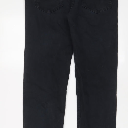 Marks and Spencer Mens Black Cotton Straight Jeans Size 34 in L31 in Regular Zip