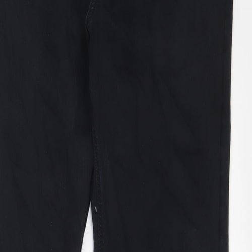 Marks and Spencer Mens Black Cotton Straight Jeans Size 34 in L31 in Regular Zip