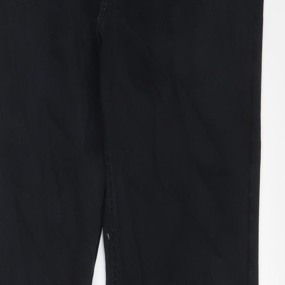 Marks and Spencer Mens Black Cotton Straight Jeans Size 34 in L31 in Regular Zip