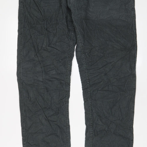 NEXT Mens Green Cotton Trousers Size 36 in L32 in Regular Zip