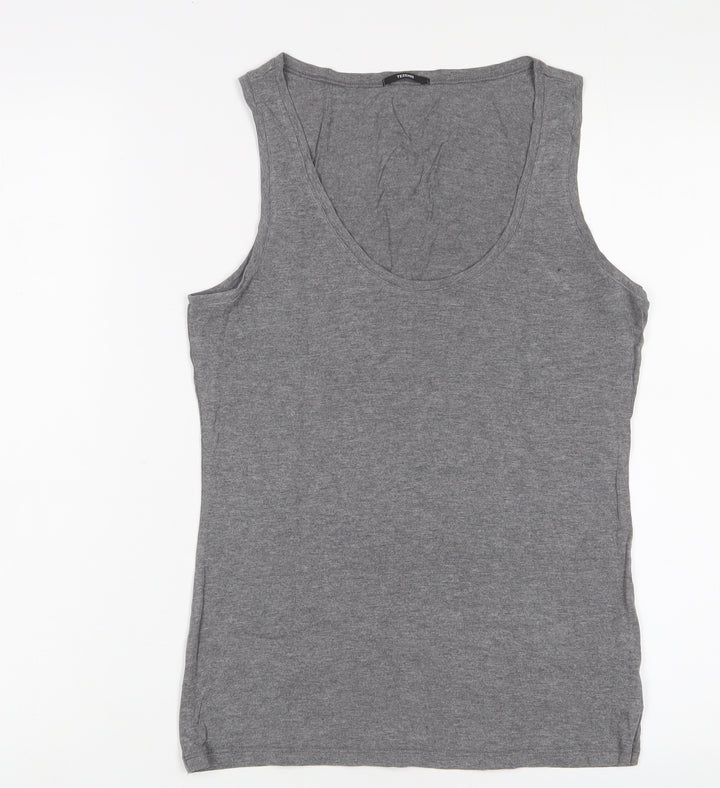 Tezenis Womens Grey Viscose Basic Tank Size L Scoop Neck