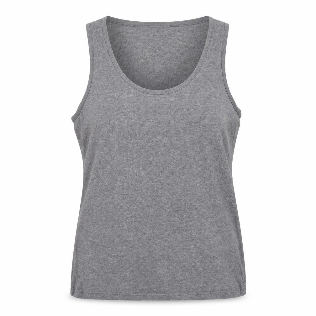 Front view of Tezenis women’s grey viscose basic tank, size L, scoop neck
