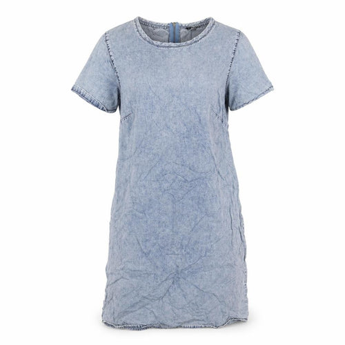 New Look Womens Blue Cotton A-Line Size 10 Crew Neck Zip