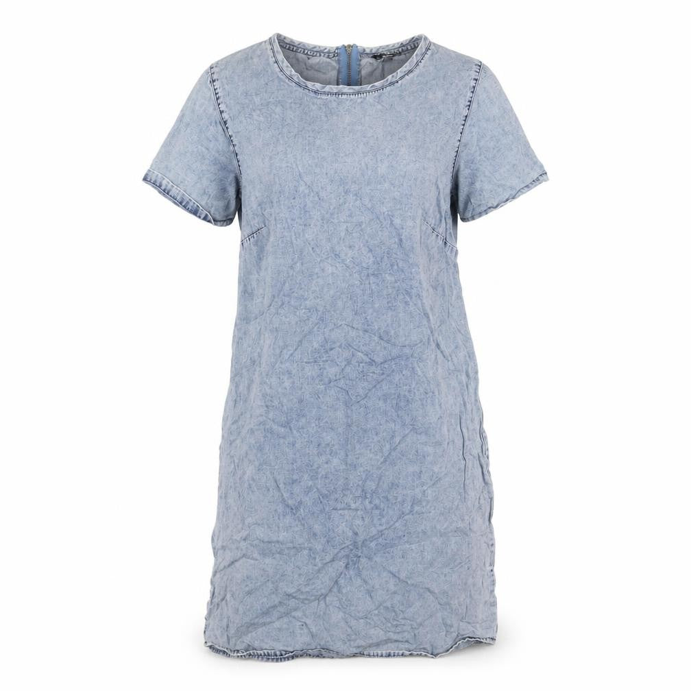 New Look Womens Blue Cotton A-Line Size 10 Crew Neck Zip