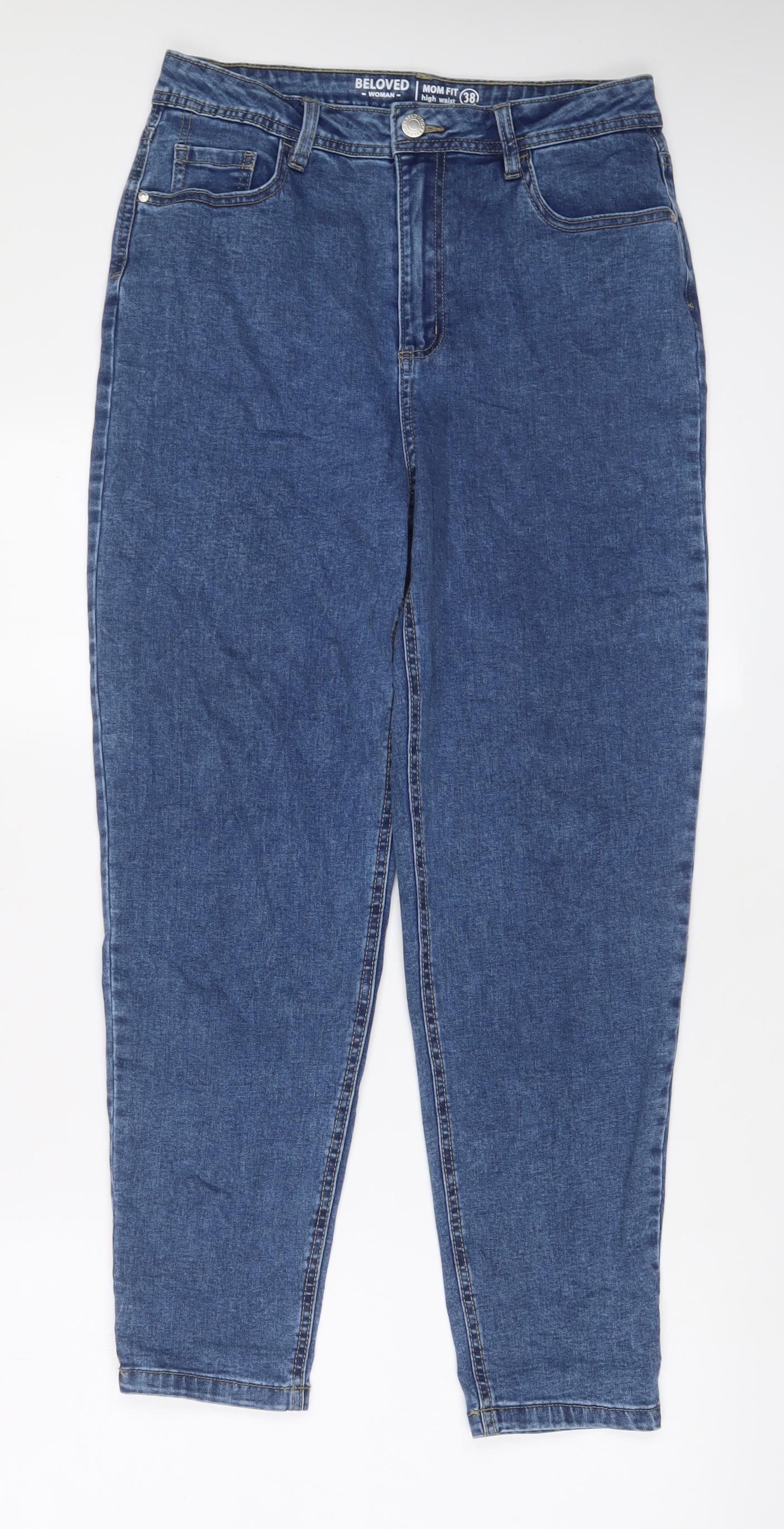 BELOVED Womens Blue Cotton Mom Jeans Size 10 L28 in Regular Zip