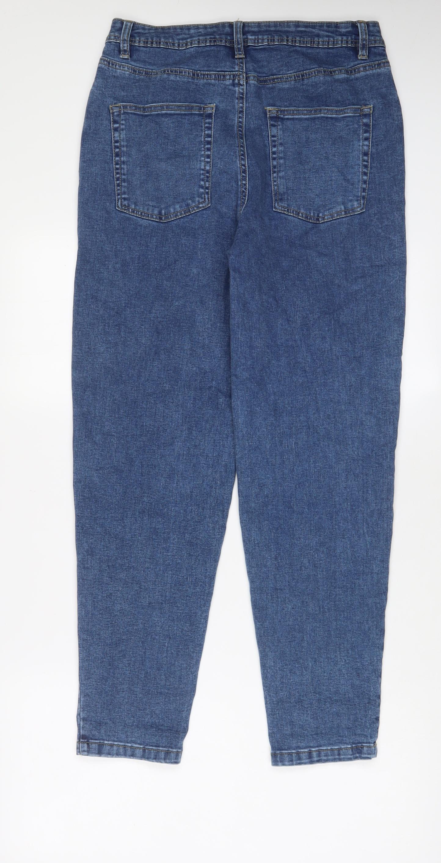 BELOVED Womens Blue Cotton Mom Jeans Size 10 L28 in Regular Zip