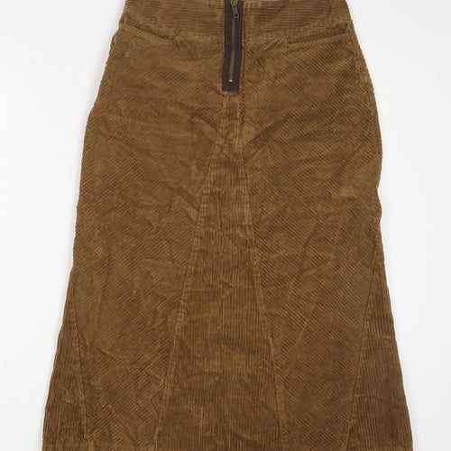 Per Una Womens Brown Cotton A-Line Skirt Size 8 Zip