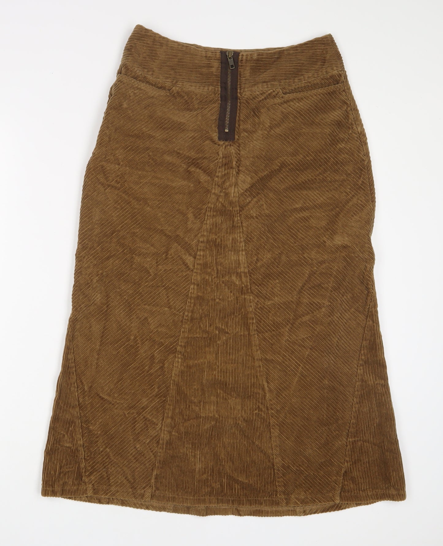 Per Una Womens Brown Cotton A-Line Skirt Size 8 Zip