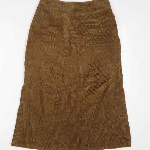 Per Una Womens Brown Cotton A-Line Skirt Size 8 Zip