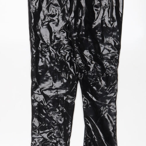 Denim & Co. Womens Black Polyurethane Trousers Size 8 L28 in Regular Zip