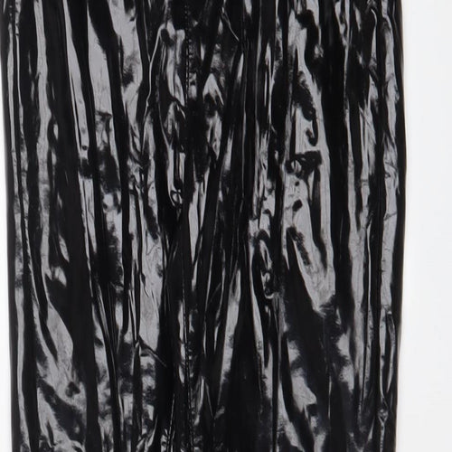 Denim & Co. Womens Black Polyurethane Trousers Size 8 L28 in Regular Zip