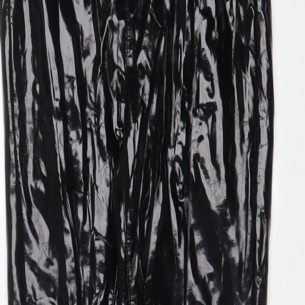 Denim & Co. Womens Black Polyurethane Trousers Size 8 L28 in Regular Zip
