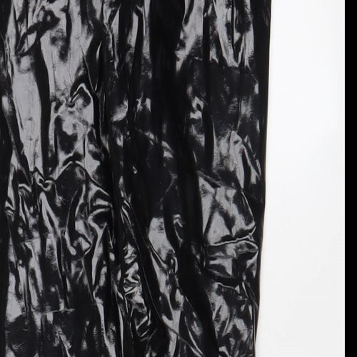 Denim & Co. Womens Black Polyurethane Trousers Size 8 L28 in Regular Zip