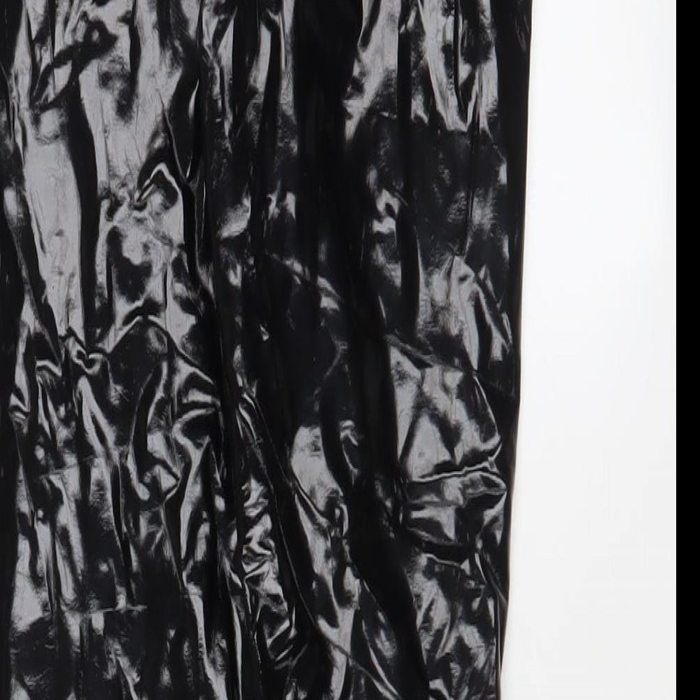 Denim & Co. Womens Black Polyurethane Trousers Size 8 L28 in Regular Zip