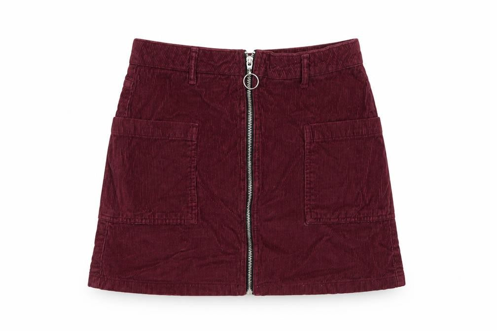 Topshop Womens Red Cotton A-Line Skirt Size 10 Zip