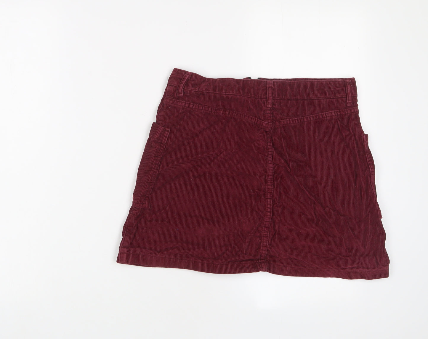 Topshop Womens Red Cotton A-Line Skirt Size 10 Zip