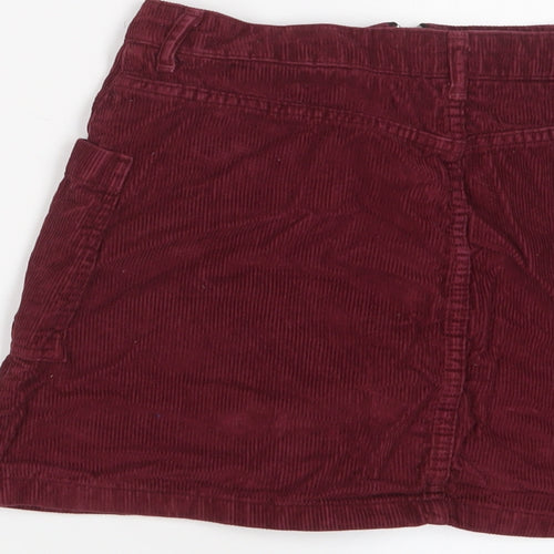 Topshop Womens Red Cotton A-Line Skirt Size 10 Zip