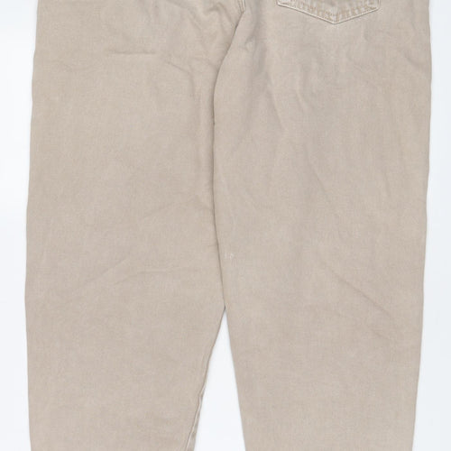 Pull&Bear Mens Beige Cotton Tapered Jeans Size 34 in L29 in Regular Zip - Short Leg, Pockets