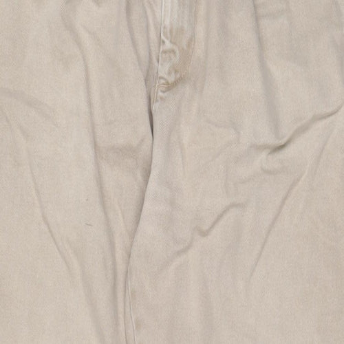 Pull&Bear Mens Beige Cotton Tapered Jeans Size 34 in L29 in Regular Zip - Short Leg, Pockets