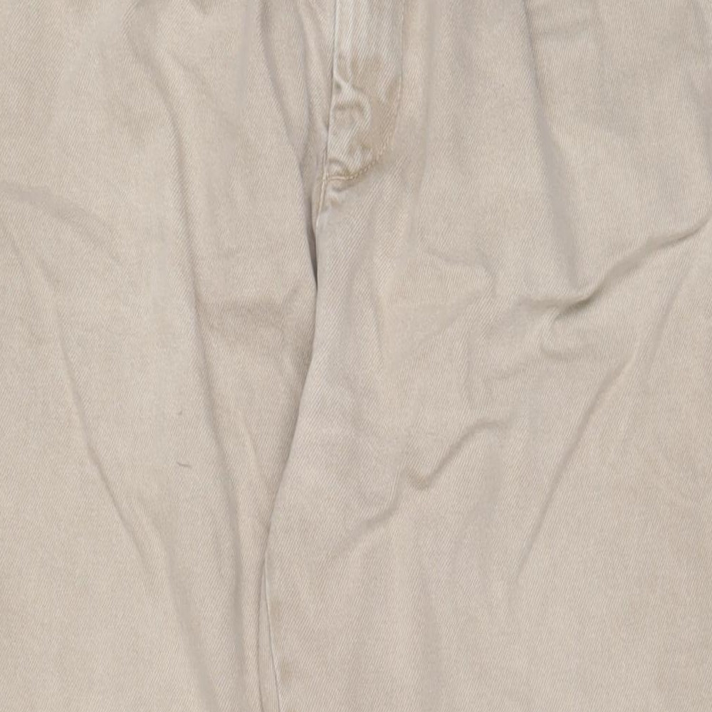 Pull&Bear Mens Beige Cotton Tapered Jeans Size 34 in L29 in Regular Zip - Short Leg, Pockets