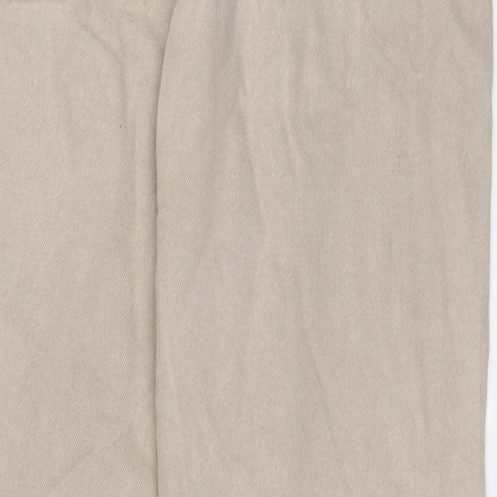 Pull&Bear Mens Beige Cotton Tapered Jeans Size 34 in L29 in Regular Zip - Short Leg, Pockets
