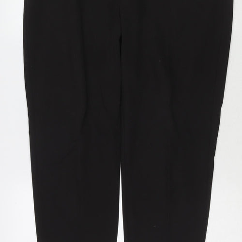 Select Womens Black Polyester Trousers Size 14 L28 in Regular Zip
