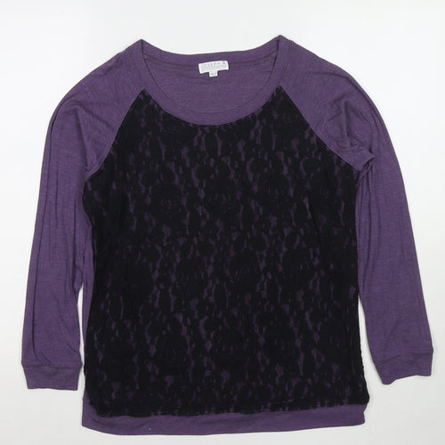 Joseph A Womens Purple Round Neck Viscose Pullover Jumper Size 14