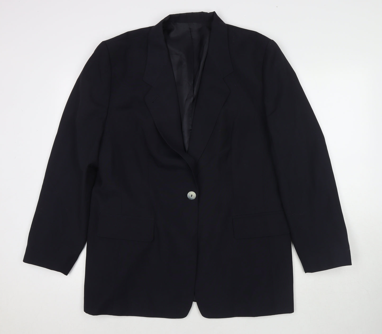 Trevira Womens Black Polyester Jacket Suit Jacket Size 18