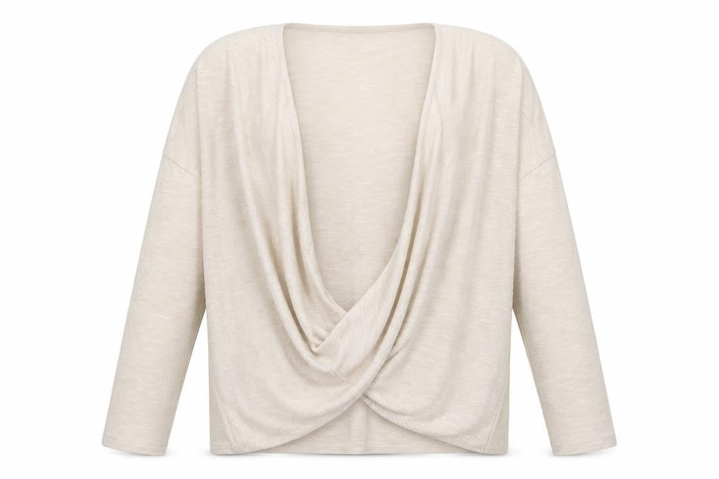 Front view of River Island women’s ivory v-neck polyester jumper, size UK 10