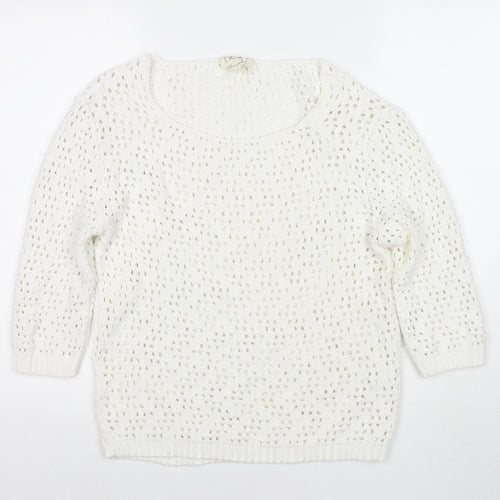 NEXT Womens White Round Neck Acrylic Pullover Jumper Size 8
