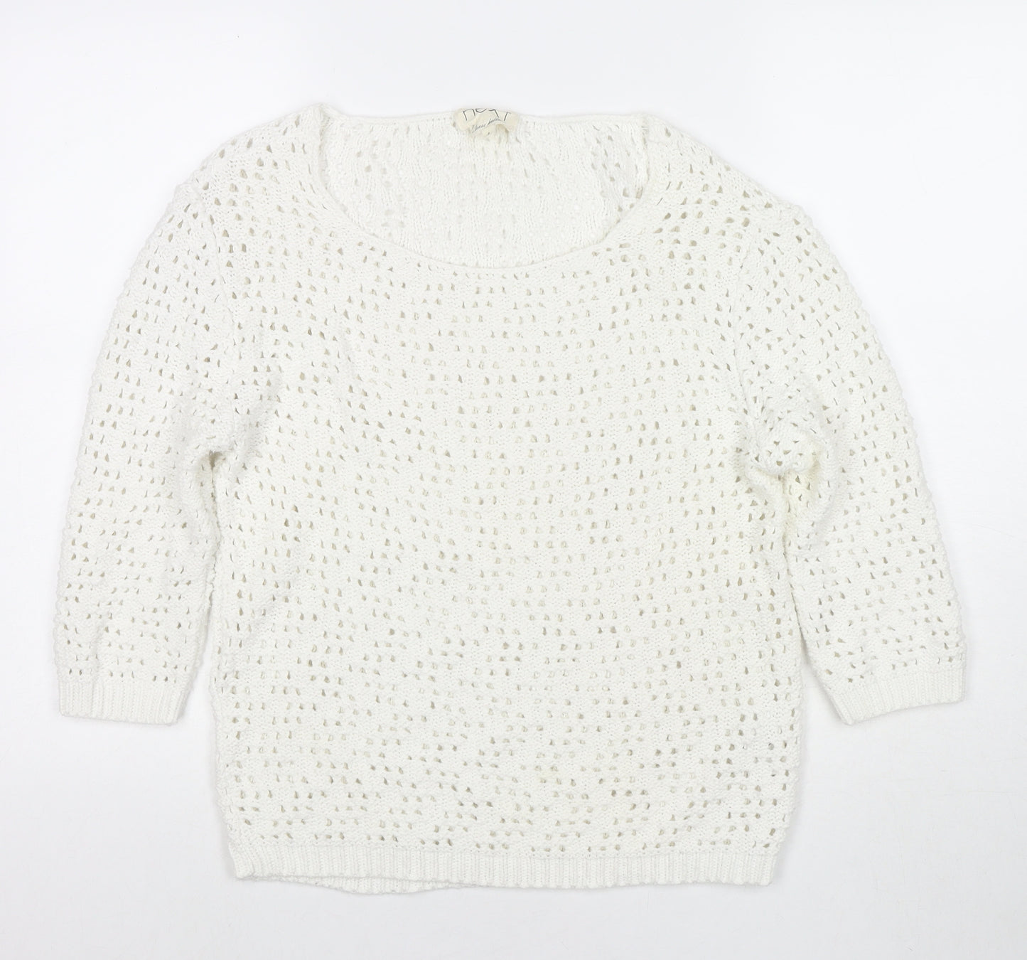 NEXT Womens White Round Neck Acrylic Pullover Jumper Size 8