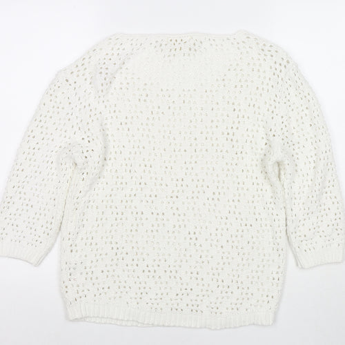 NEXT Womens White Round Neck Acrylic Pullover Jumper Size 8