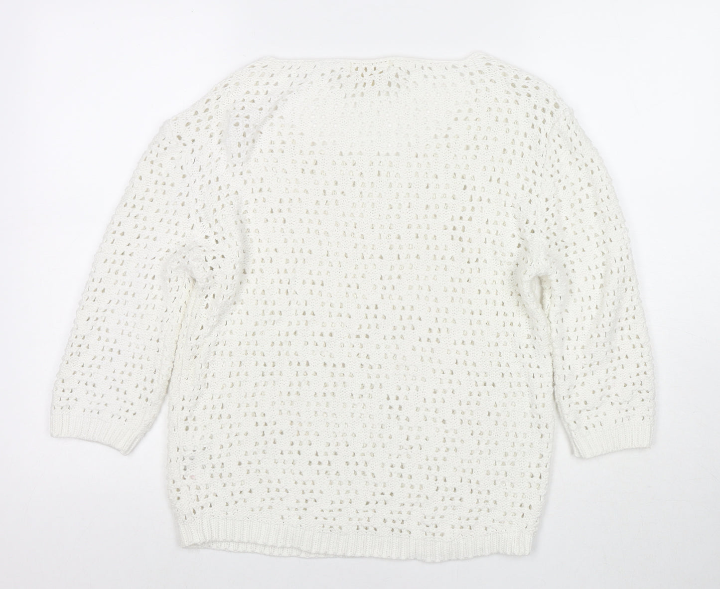 NEXT Womens White Round Neck Acrylic Pullover Jumper Size 8