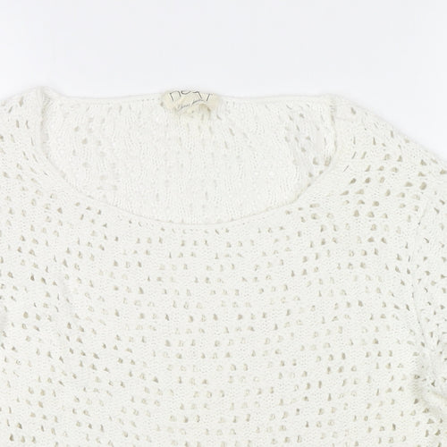 NEXT Womens White Round Neck Acrylic Pullover Jumper Size 8