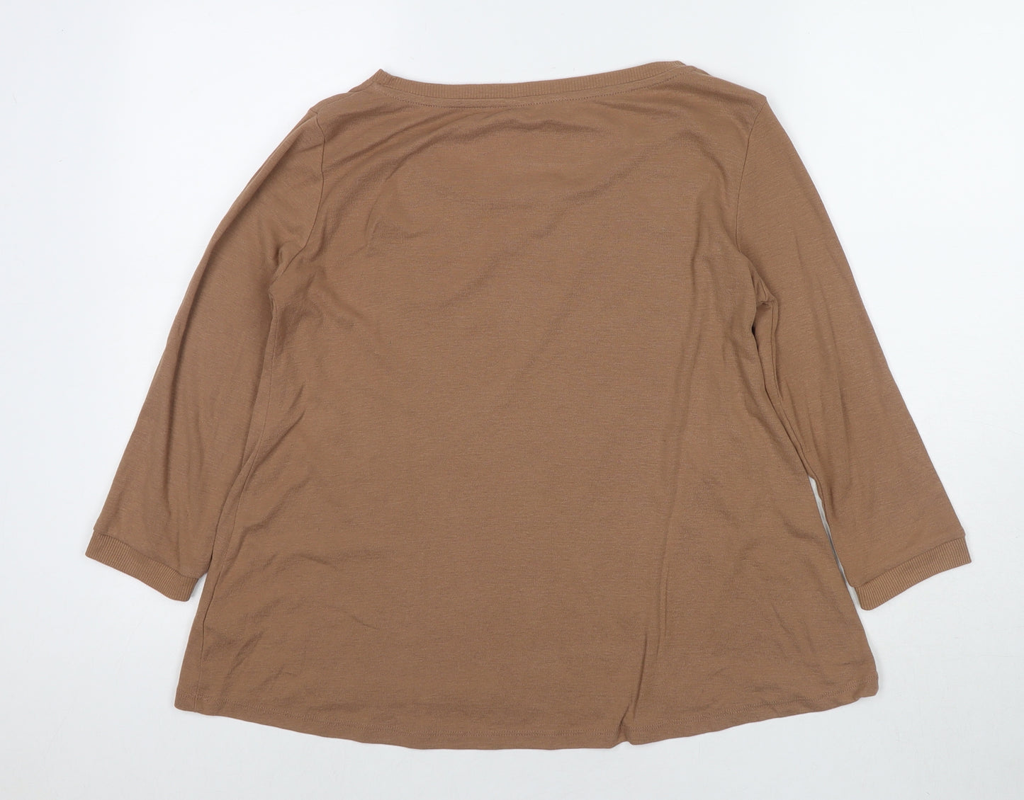 Marks and Spencer Womens Brown Round Neck Polyester Pullover Jumper Size 10