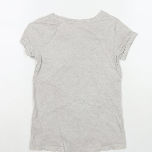 NEXT Girls Grey Cotton Basic T-Shirt Size 6 Years Round Neck Pullover - Diamond