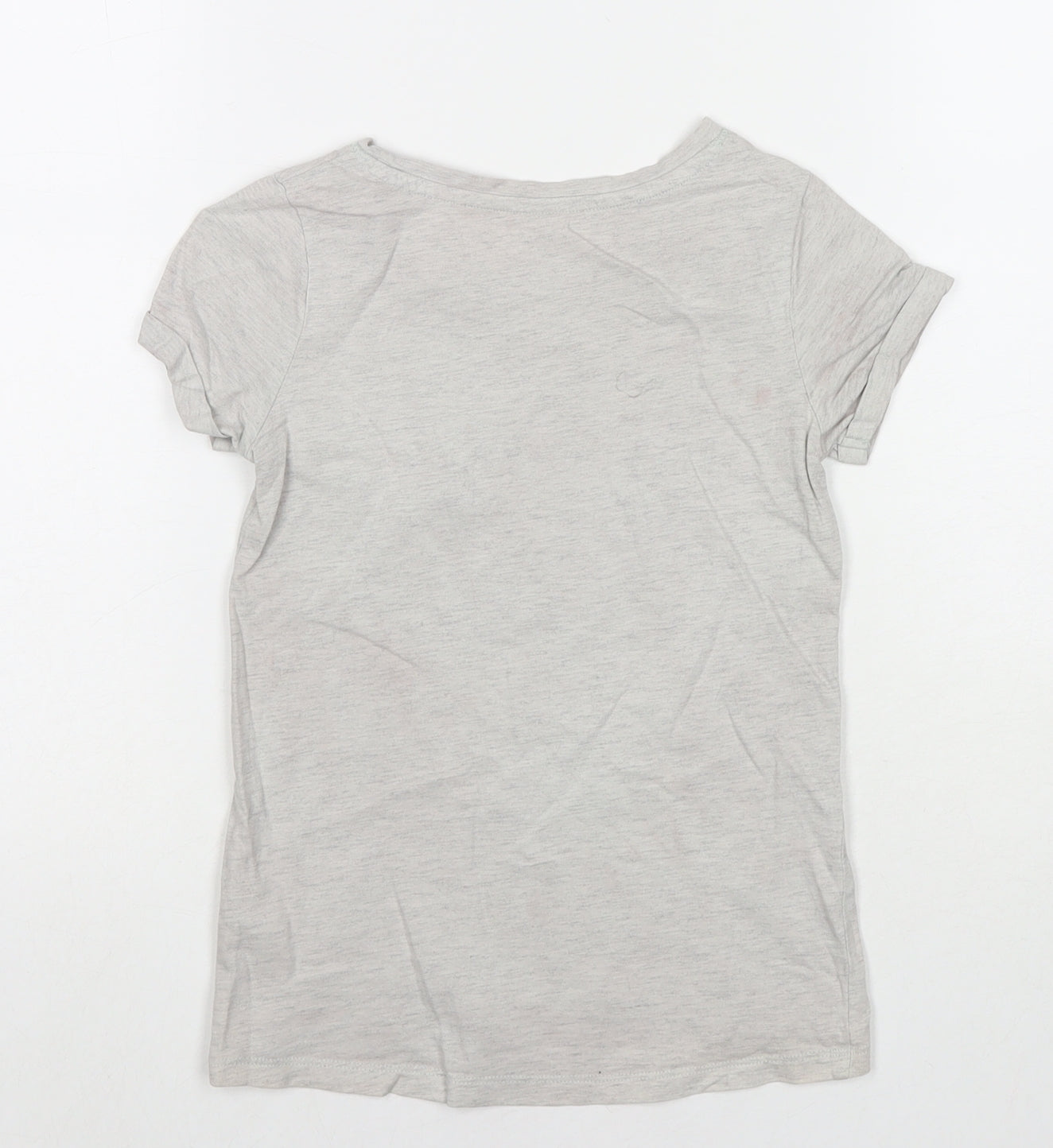 NEXT Girls Grey Cotton Basic T-Shirt Size 6 Years Round Neck Pullover - Diamond