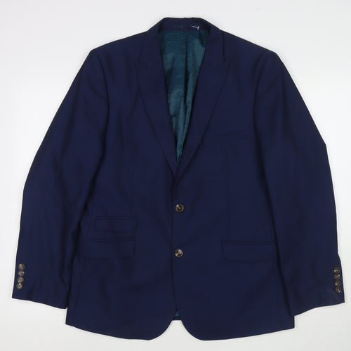 One Six 5ive Mens Blue Polyester Jacket Suit Jacket Size 42 Regular