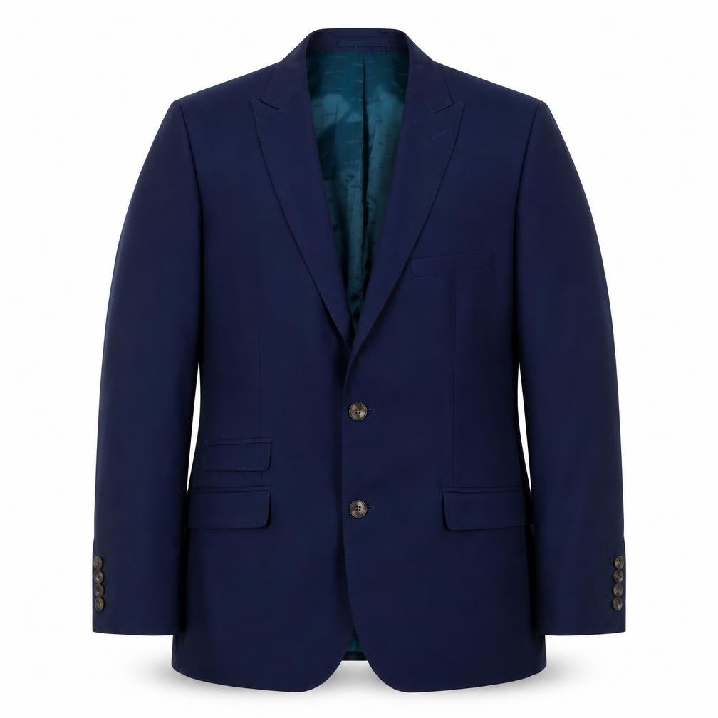 Front view of ONESIX5IVE5ive men’s blue polyester jacket suit jacket, size 42, regular
