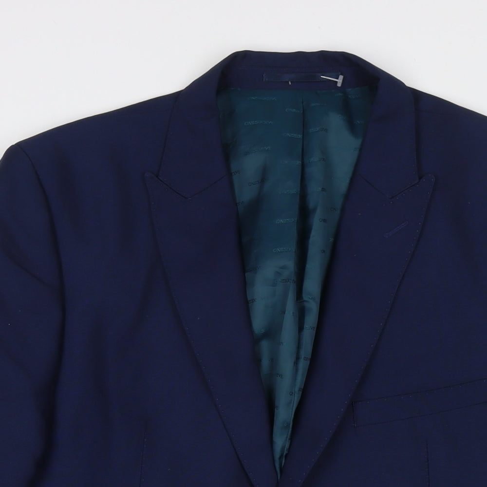 One Six 5ive Mens Blue Polyester Jacket Suit Jacket Size 42 Regular