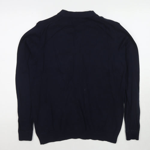 2nd Chapter Mens Blue V-Neck Cotton Cardigan Jumper Size M Long Sleeve