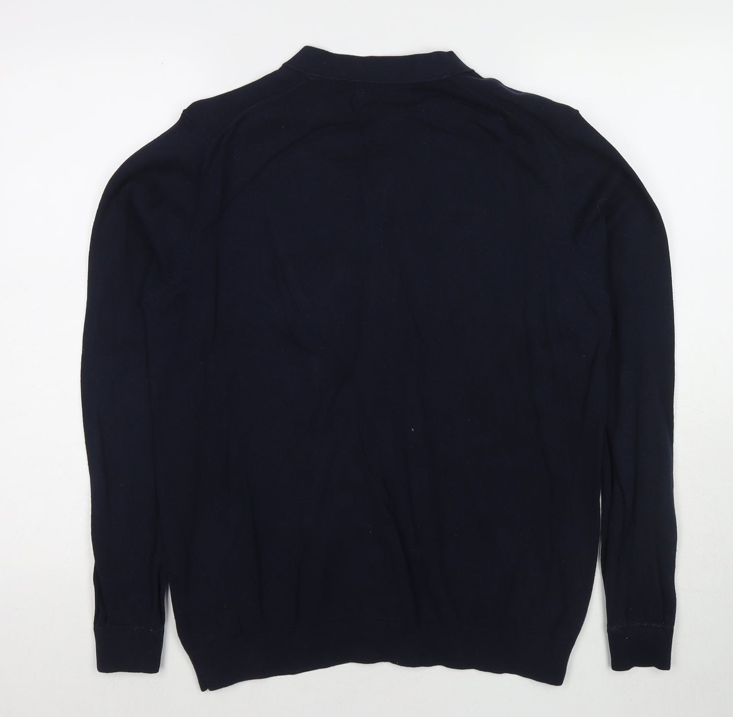 2nd Chapter Mens Blue V-Neck Cotton Cardigan Jumper Size M Long Sleeve