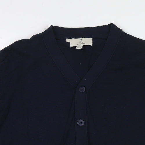 2nd Chapter Mens Blue V-Neck Cotton Cardigan Jumper Size M Long Sleeve
