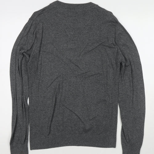 NEXT Mens Grey Round Neck Cotton Pullover Jumper Size M Long Sleeve