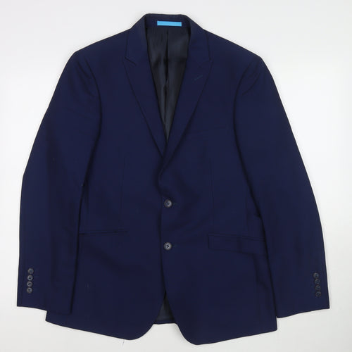 ONESIX5IVE Mens Blue Polyester Jacket Blazer Size 40 Regular