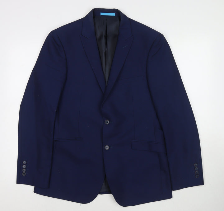 ONESIX5IVE Mens Blue Polyester Jacket Blazer Size 40 Regular