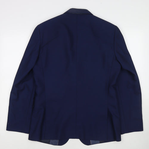 ONESIX5IVE Mens Blue Polyester Jacket Blazer Size 40 Regular